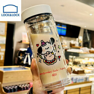 樂扣樂扣（LOCK&LOCK）高顏值女生雙層隔熱玻璃杯2025新款家用喝水杯茶水分離泡茶杯子 雙層玻璃茶杯蛋糕熊白蓋420ml