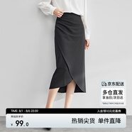 尚都比拉氣質(zhì)設(shè)計(jì)感半身裙女裝秋季開(kāi)衩包臀裙顯瘦中長(zhǎng)款裙子女 斑鳩灰 M