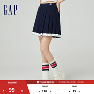 GAP女裝春季運(yùn)動(dòng)針織不對(duì)稱迷你百褶短裙活力半裙876133 海軍藍(lán) 160/62A(S)亞洲尺碼