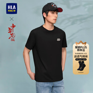 HLA海瀾之家短袖T恤中華龍涼感胸口龍形繡花短袖男HNTBW2W073A 【涼感抗菌防螨】黑色4P XL 180/96A  推薦76-82kg