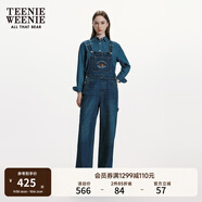 Teenie Weenie小熊女裝春裝休閑棉質(zhì)舒適牛仔褲背帶褲女士長(cháng)褲 深藍色 L (170)