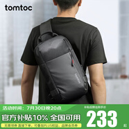 tomtoc單肩包男士斜挎包大容量背包休閑胸包男式學(xué)生包包騎行包T24 曜石黑 M碼