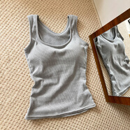 浪莎灰色吊帶帶胸墊工字背心女夏外穿遮副乳無袖上衣內(nèi)搭運動白色美式 灰色[帶胸墊款]+灰色[帶胸墊款][ S顯瘦遮肉/小個子/夏款/短款/收 均碼
