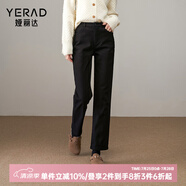 婭麗達加絨牛仔褲女冬季法棍褲2024新款黑色顯瘦褲子小個子直筒褲 靜謐黑（A0） 28