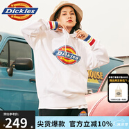 dickies衛(wèi)衣 印花羅紋袖口連帽衛(wèi)衣 情侶男女同款抓絨上衣 DK009586 白色 M