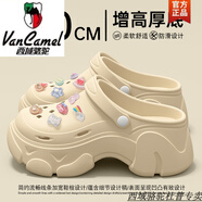 西域駱駝手術(shù)室洞洞鞋女款踩屎感足弓支撐醫(yī)護拖鞋外穿防滑防臭包頭涼拖男 卡其【冰透卡通】【厚底增高7cm 38 39