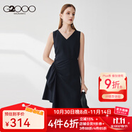 G2000女裝連衣裙2025年春季新款V領(lǐng)不規(guī)則收腰顯瘦時(shí)尚潮流連身裙21731 藏青色/79 S /34