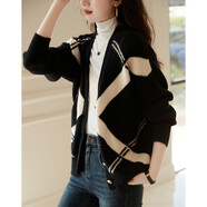 德瑪納【v領(lǐng)針織衫】2025冬季V領(lǐng)寬松落肩長(cháng)袖拼色簡(jiǎn)約毛衣女