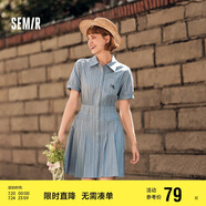 森馬連衣裙女翻領百褶短裙氣質優(yōu)雅夏時尚收腰襯衫裙109324114022