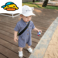 G.DUCKKIDS0-2歲男寶寶連體衣童裝男嬰兒爬服2024夏季男童可愛(ài)牛仔連體褲夏 圖色 66cm