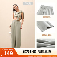 安踏（ANTA）關(guān)曉彤同款自由褲丨高腰直筒褲女秋季寬松休閑百搭針織運動(dòng)長(cháng)褲子 【闊腿香蕉褲】珠光灰-2 2XL (女180)