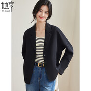 她享短外套女休閑西裝外套職場穿搭氣質小西服黑色短款上衣T143U6001