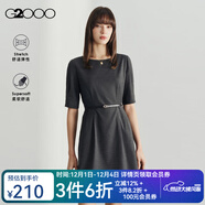 G2000【肌理感】女裝2025春秋商場(chǎng)同款舒適彈性腰帶五分袖連衣裙【G2】 提花-深灰色A字型36寸 M /36