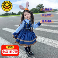 G.DUCKKIDS童裝洛麗塔公主裙女童連衣裙夏季朱迪兒童裙子兔子警官生日蓬蓬裙 裙子+腰帶包包毛球頭飾領(lǐng)結(jié)【春秋款】 100 尺碼2~3歲【 90-100cm】