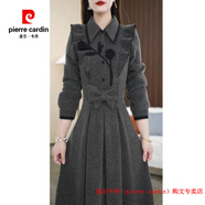 皮爾卡丹（pierre cardin）品牌高檔輕奢賽菲雅假兩件連衣裙春裝女款2025年收腰減齡微胖mma 品牌高端新品-深灰色 年輕款氣質(zhì)高端名媛女神范輕奢感 M 80斤-105斤