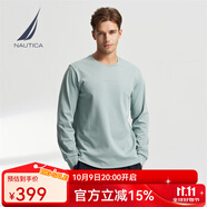 諾帝卡（NAUTICA）【火山巖】春夏新款男羅馬布親膚舒適休閑圓領T恤男TO4302 淺藍4RU XL