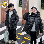 G.DUCKKIDS黑金羽絨服3倍暖男女童中大童親子裝短款促銷(xiāo)連帽款羽絨 黑色【白鴨絨款】 120