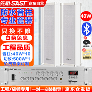 先科（SAST）40W室外防水音柱音響套裝壁掛式500W藍牙功放戶外喇叭公共廣播學(xué)校車間校園商場店鋪音箱一拖十