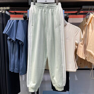 阿迪達斯（adidas）褲子女褲春季新款運動(dòng)褲跑步訓練針織保暖束腳褲寬松長(cháng)褲衛褲 IY4236淺綠三條杠 L