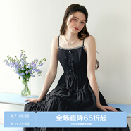 樂町精致吊帶連衣裙飄逸仙女長裙香風(fēng)氣質(zhì)內(nèi)搭連衣裙 黑色(現(xiàn)貨) M