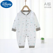 迪士尼（Disney）嬰兒連體衣春秋款新生兒衣服夏款薄棉質(zhì)寶寶可愛連身衣 四季款 綠小熊 59cm
