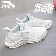 anta kids安踏女鞋運(yùn)動(dòng)鞋女士夏季新款休閑軟底跑鞋女士透氣減震輕便跑步鞋 5571-1象牙白-淺霧灰 35.5
