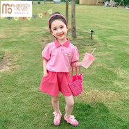 莫代爾女寶寶美樂蒂polo短袖套裝夏季2025新款小女孩休閑短裙褲兩件套潮 粉色 90 cm 建議身高80-90cm2-3歲
