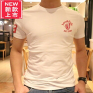 PLAYYOUNG國際品牌男裝棉刺繡白色短袖t恤男2025新款潮流大碼體恤男上衣夏 白色刺繡01款 S 建議體重100-120斤左右