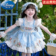 迪士尼（Disney）女童連衣裙夏季法式原創(chuàng)網(wǎng)紗蓬蓬裙兒童正版甜美裙子洛麗塔 莫奈藍(lán)057 100 碼建議身高90-100cm