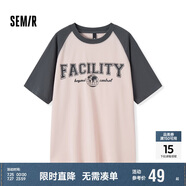 森馬短袖T恤女中長(zhǎng)款寬松插肩袖夏季字母套頭衫復(fù)古107424100007