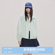 樂(lè )町【七夕】小彩盾休閑抽繩外套秋季新款打褶設計寬松可立領(lǐng)繡標外套 磨砂薄荷綠（現貨） XS