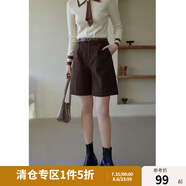獨束大碼女裝芯絨百慕大短褲女秋冬新款胖mm百搭高腰直筒褲 咖啡色 M