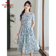 俞兆林2025夏季新款女裝收腰顯瘦小碎花中長(cháng)款裙子氣質(zhì)a字裙 Y52Q017