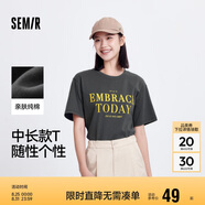森馬短袖t恤女中長(cháng)款純棉休閑風(fēng)夏季寬松字母套頭衫101324100004