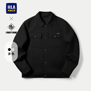 海瀾之家（HLA）夾克男裝25春秋季POWER YOUNG工裝風(fēng)翻領(lǐng)條紋肌理上衣服男士外套 黑色條紋62 L /175推薦69~75kg