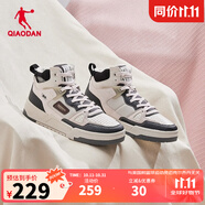 喬丹QIAODAN【風(fēng)向】板鞋女高幫皮革運(yùn)動(dòng)鞋潮流休閑鞋 云粉色鐵灰色 35