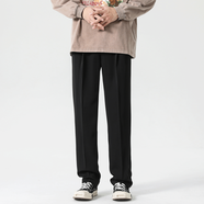 UNKNOWTAL美式簡約薄款直筒男長褲潮流時尚百搭寬松顯瘦小西褲 黑色 常規(guī) S