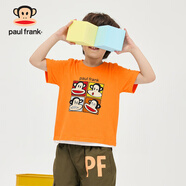 大嘴猴（paul frank）童裝兒童短袖T恤2025款男女童寬松舒適休閑純棉中大童上衣 56AF橘色 120