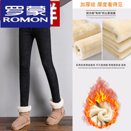 羅蒙（ROMON）加厚羊毛牛仔褲女冬款外穿棉褲羊絨褲高腰顯瘦大尺碼加絨小腳保暖 牛仔褲黑色 加絨 L 101-110斤