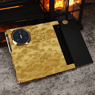 適用華為MateXT手機殼新款翻蓋山水圖腕帶支架智能視窗保護套 【山河圖-黃色】腕帶支架皮套 華為mateXT