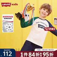 Levi's李維斯兒童裝長袖T恤秋季新款男童女童上衣寶寶打底衫 糖果白 140 /68 【建議身高128-140cm】