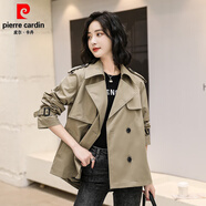 皮爾卡丹歐洲站2025新款春秋韓版休閑寬松風(fēng)衣女短款150矮小個(gè)子短外套潮 卡其色 M