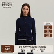 Teenie Weenie小熊女裝簡(jiǎn)約針織衫女秋冬針織開(kāi)衫罩衫短外套上衣 藏青色 M (165)