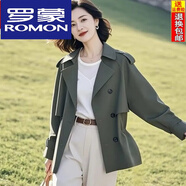 羅蒙（ROMON）2025年春季新款常規(guī)款寬松外套女小個子休閑綠色外穿氣質風衣外套 綠色 【顯瘦大方】【有里布】 XL 【建議115-130斤】