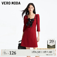 VEROMODA連衣裙秋冬甜美小個(gè)子新年戰袍紅色法式小香風(fēng)323361022 S97澳木紅色 165/84A/M