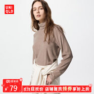 優(yōu)衣庫【狂歡價】女裝HEATTECH搖粒絨兩翻領套頭衫/長袖479608 32 深米色 2XL /165/100B