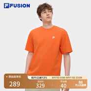 FILA FUSION斐樂潮牌多彩休閑短袖T恤夏季寬松純棉防曬涼感情侶上衣 粒粒橙-OR（25年升級版） S /165/88A