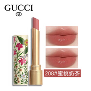 古馳（GUCCI）傾色琉光唇膏高光水潤保濕細(xì)管口紅母親節(jié)送女友老婆禮品情人禮物 208#蜜桃奶茶（繁花花卉限定）