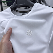 七匹狼圓領(lǐng)冰絲短袖t恤男夏季含桑蠶絲涼感半袖體恤中青年休閑薄款男裝 白色 2XL -54