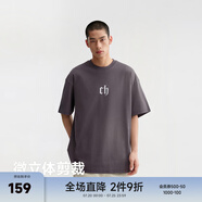 CHINISM  CH赤塵美式?jīng)龈兴俑啥绦鋞恤男士夏季潮流寬松休閑五分袖上衣 紫色 L